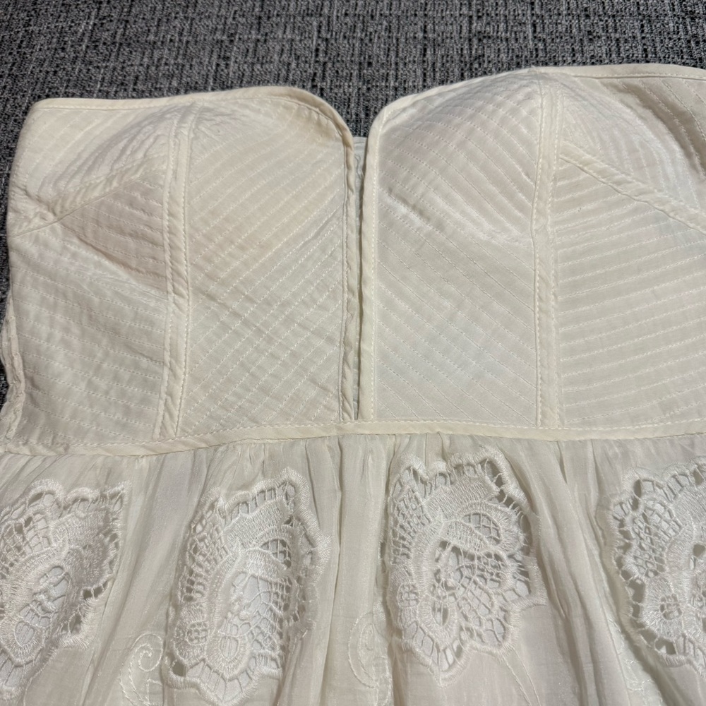 MM Couture Strapless Ivory Lace Dress - Picture 2 of 7